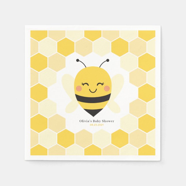 Serviette En Papier Baby shower d'abeilles avec conception de peigne (Devant)