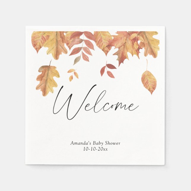 Serviette En Papier Baby shower d'accueil automne feuille en chute (Devant)