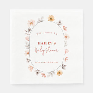 Serviette En Papier Baby shower d'accueil Fleur sauvage Boho simple