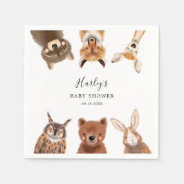 Serviette En Papier Baby shower d'animaux de bois