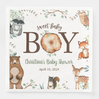 Serviette En Papier Baby shower d'animaux de bois