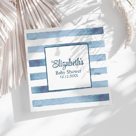 Serviette En Papier Baby shower d'aquarelle bleu marine
