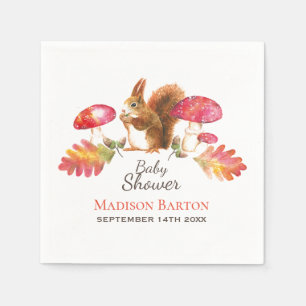 Serviette En Papier Baby shower d'aquarelle d'automne de région bois