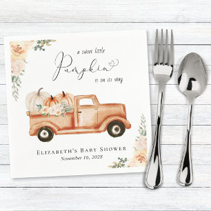 Serviette En Papier Baby shower d'aquarelle de camion à fleurs Little