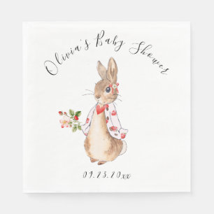Serviette En Papier Baby shower d'aquarelle de Peter Rabbit Floral Hea
