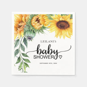 Serviette En Papier Baby shower d'aquarelle de tournesol