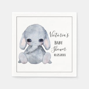 Serviette En Papier Baby shower d'aquarelle Eléphant personnalisé