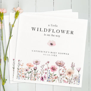 Serviette En Papier Baby shower d'aquarelle Fleur sauvage rose doux