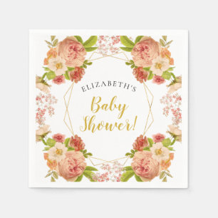 Serviette En Papier Baby shower d'aquarelle or Peach