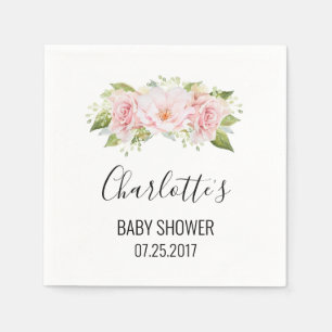 Serviette En Papier Baby shower d'aquarelle rose pâle