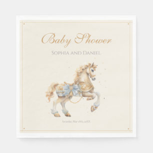 Serviette En Papier Baby shower d'aquarelle vintage Carousel Horse