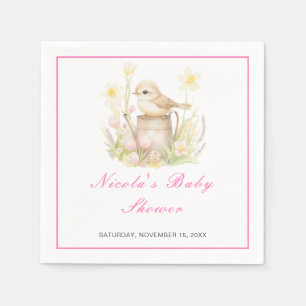 Serviette En Papier Baby shower d'arrosage des oiseaux de printemps