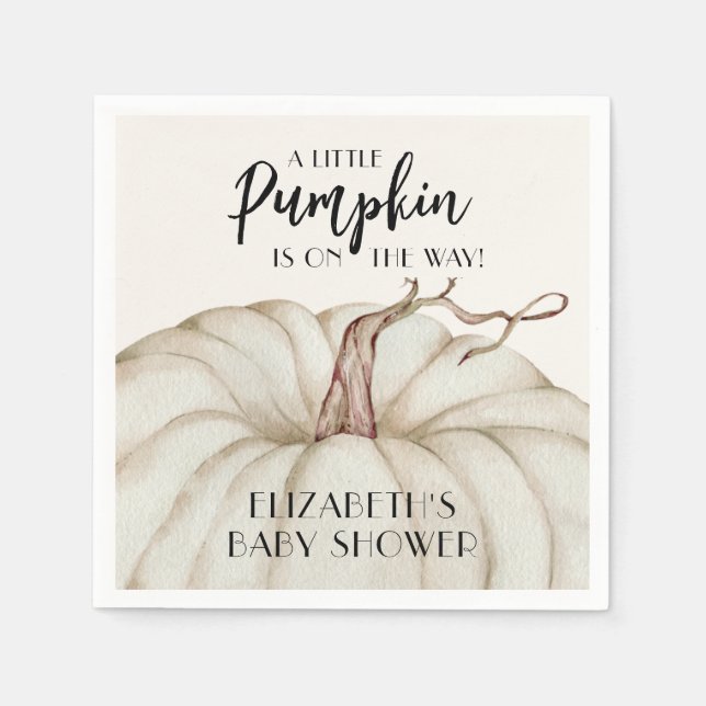 Serviette En Papier Baby shower d'automne Citrouille blanc (Devant)
