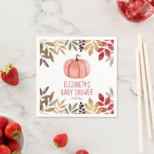 Serviette En Papier Baby shower d'automne Citrouille rose