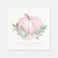 Baby shower d'automne Citrouille rose aquarelle