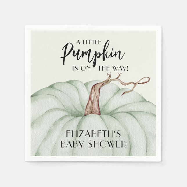 Serviette En Papier Baby shower d'automne Citrouille vert (Devant)