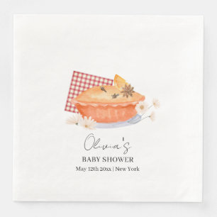 Serviette En Papier Baby shower d'automne de la fleur à tarte orange