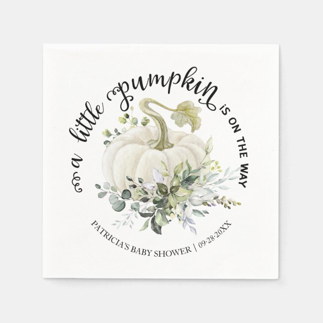 Serviette En Papier Baby shower d'automne de Little Citrouille (Devant)