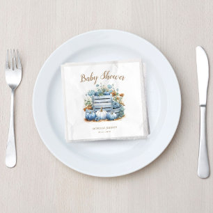 Serviette En Papier Baby shower d'automne du Citrouille d'or bleu