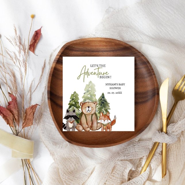 Serviette En Papier Baby shower d'aventure pour les animaux des bois (Créateur téléchargé)
