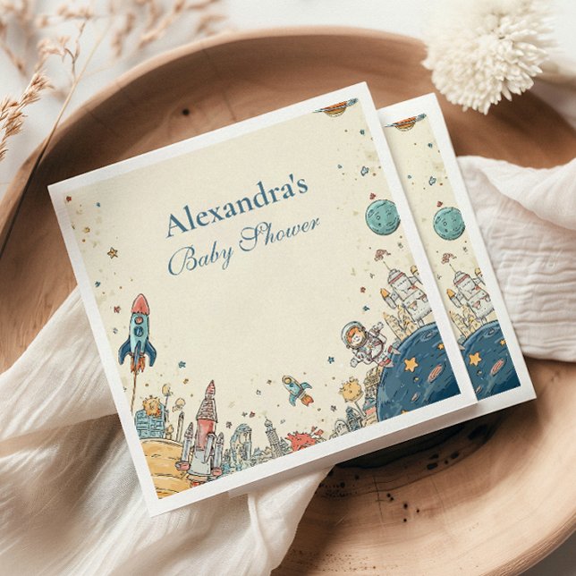 Serviette En Papier Baby shower d'aventure spatiale (Créateur téléchargé)