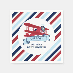 Serviette En Papier Baby shower d'avion rouge