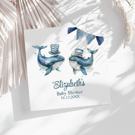 Serviette En Papier Baby shower de baleines nautiques de la Marine