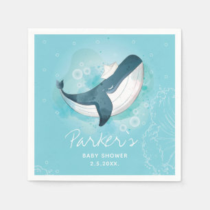 Serviette En Papier Baby shower de baleines personnalisé