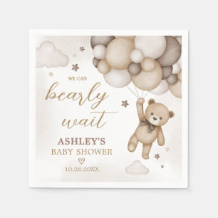 Serviette En Papier Baby shower de ballon d'ours Brown
