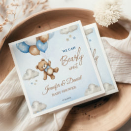 Serviette En Papier Baby shower de ballons bleu Tan Teddy Bear