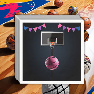 Serviette En Papier Baby shower de basket-ball rose