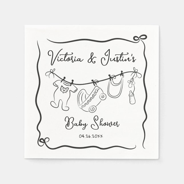 Serviette En Papier Baby shower de bienvenue Whimsical (Devant)