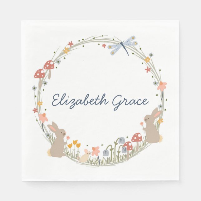 Serviette En Papier Baby shower de bois personnalisé serviettes (Devant)