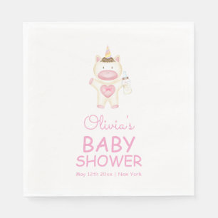 Serviette En Papier Baby shower de bouteille de la licorne rose Fairyt