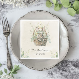 Serviette En Papier Baby shower de Bunny d'eucalyptus vert