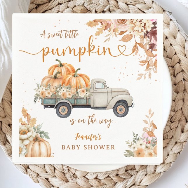 Serviette En Papier Baby shower de camion citrouille - Feuilleton d'au (Créateur téléchargé)