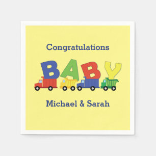 Serviette En Papier Baby shower de camions