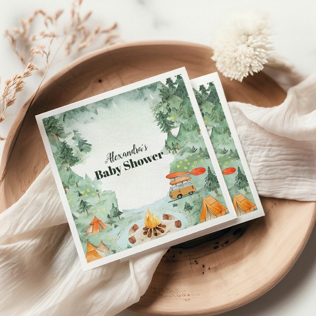Serviette En Papier Baby shower de camping aquarelle (Créateur téléchargé)