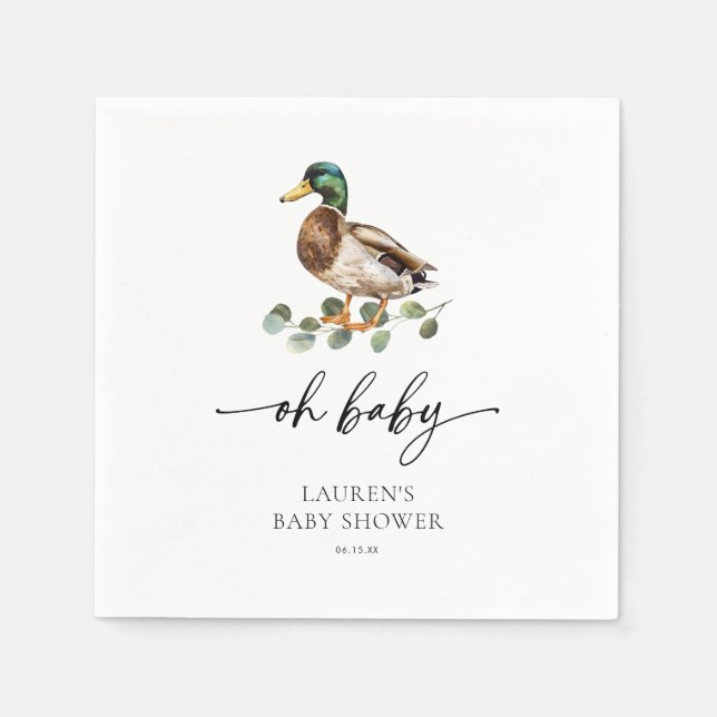 Serviette En Papier Baby shower de canard de Mallard neutre pour les f (Devant)