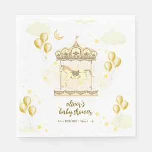 Serviette En Papier Baby shower de carrousel magique Gold Elegant