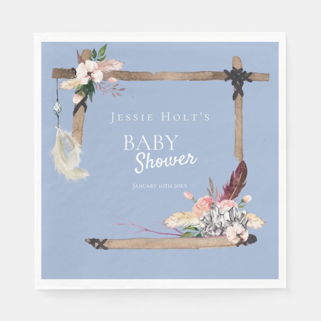 Serviette En Papier Baby shower de Chambray du sud-ouest de Boho (Devant)