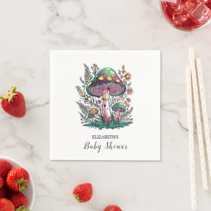 Serviette En Papier Baby shower de champignons Pastel enchanté