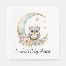 Serviette En Papier Baby shower de chouette à aquarelle mignonne