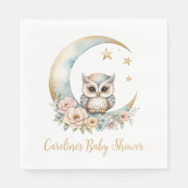 Serviette En Papier Baby shower de chouette à aquarelle mignonne