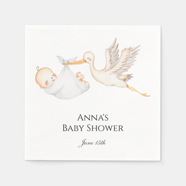 Serviette En Papier Baby shower de cigogne (Devant)