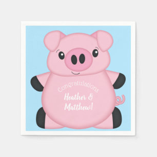 Serviette En Papier Baby shower de cochon bleu