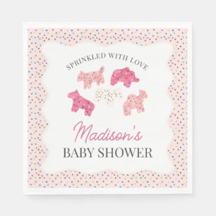 Serviette En Papier Baby shower de cookies animaux congelés roses