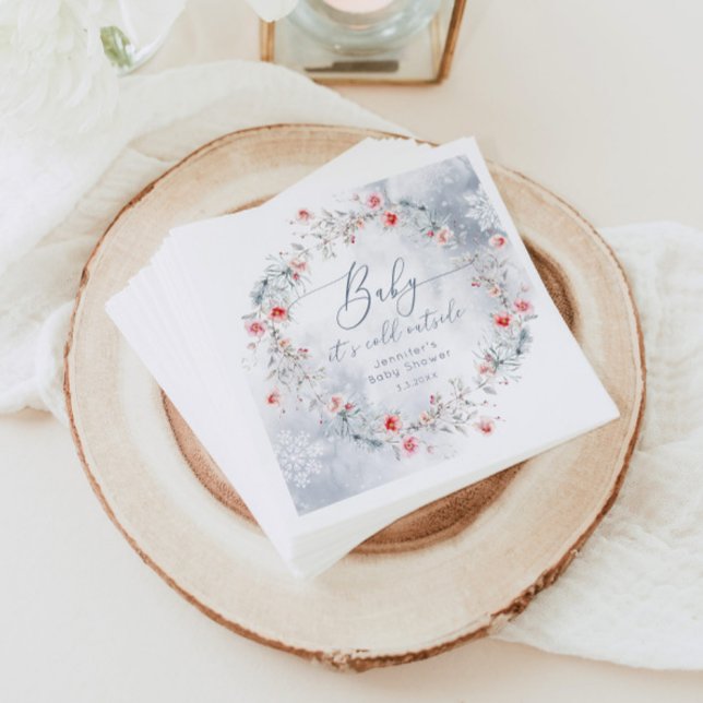 Serviette En Papier Baby shower de couronne bleu poussiéreux de neige  (Créateur téléchargé)