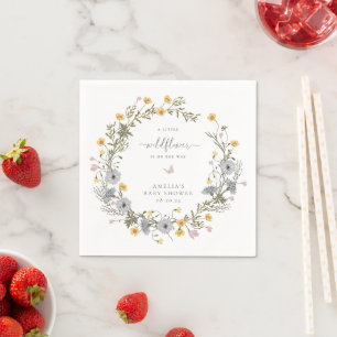 Serviette En Papier Baby shower de couronne fleur sauvage