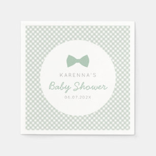 Serviette En Papier baby shower de cravate à arc vert En vichy sauge